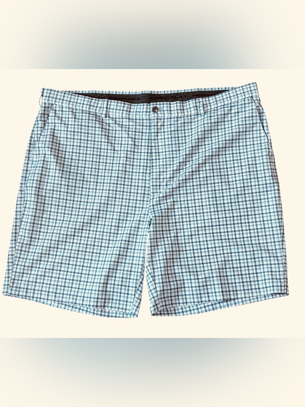 Roundtree & Yorke Performance Work Play Blue Plaid Shorts Men’s Size 48 B